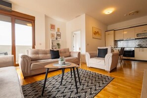 Exclusive-huoneisto, kaupunkinäköala | Oleskelualue
