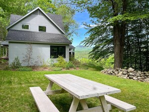 Outdoor dining - Secluded Vermont Home with Stunning Private View! (Waitsfield)