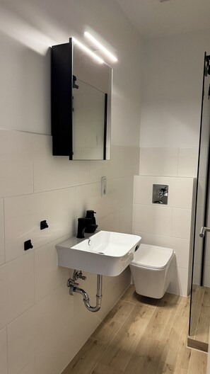 Haartrockner, Handtücher, Seife, Toilettenpapier