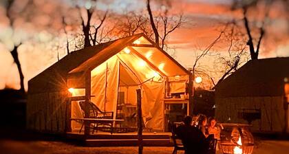 Safari Tent Retreat by the San Marcos River: Perfect for a Family Glamping Vacation near Kingsbury, Texas