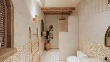 Shower, sabun, sampo, dan tisu toilet