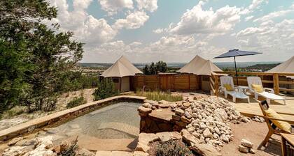 Romantic Hilltop Safari Glamping Tent with Lake Views near Lake Travis in Marble Falls, Texas