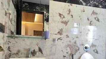 Deluxe Double Room, Patio, Mountain View | Bathroom | Shower, free toiletries, towels, soap