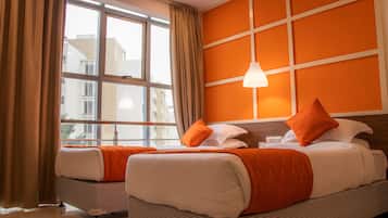 Deluxe Double or Twin Room, City View | Egyptian cotton sheets, premium bedding, memory-foam beds, desk