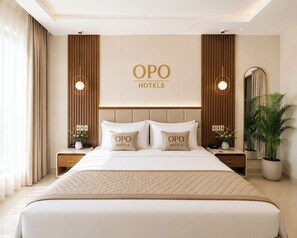 Quarto casal luxo, vista para a cidade | Wi-Fi de cortesia, roupa de cama