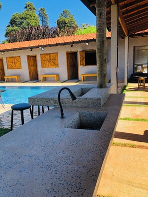 屋外プール、温水プール