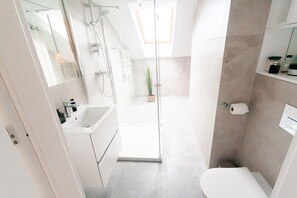 Ducha, secador de pelo y toallas