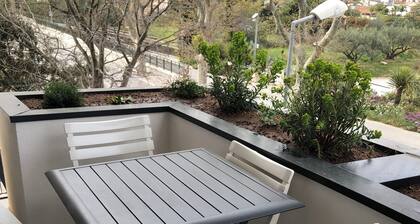 Air-conditioned apartment for 4 near town center. Small dogs accepted
