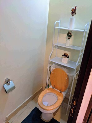 Regadera, toallas, jabón, papel de baño 