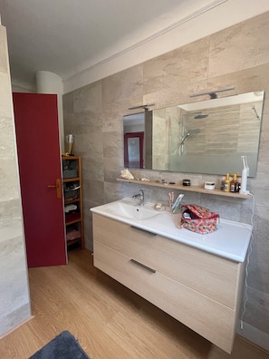 Shower, hair dryer, towels, soap - Family villa with panoramic view and garden on the heights of Chambéry (Verel-Pragondran)