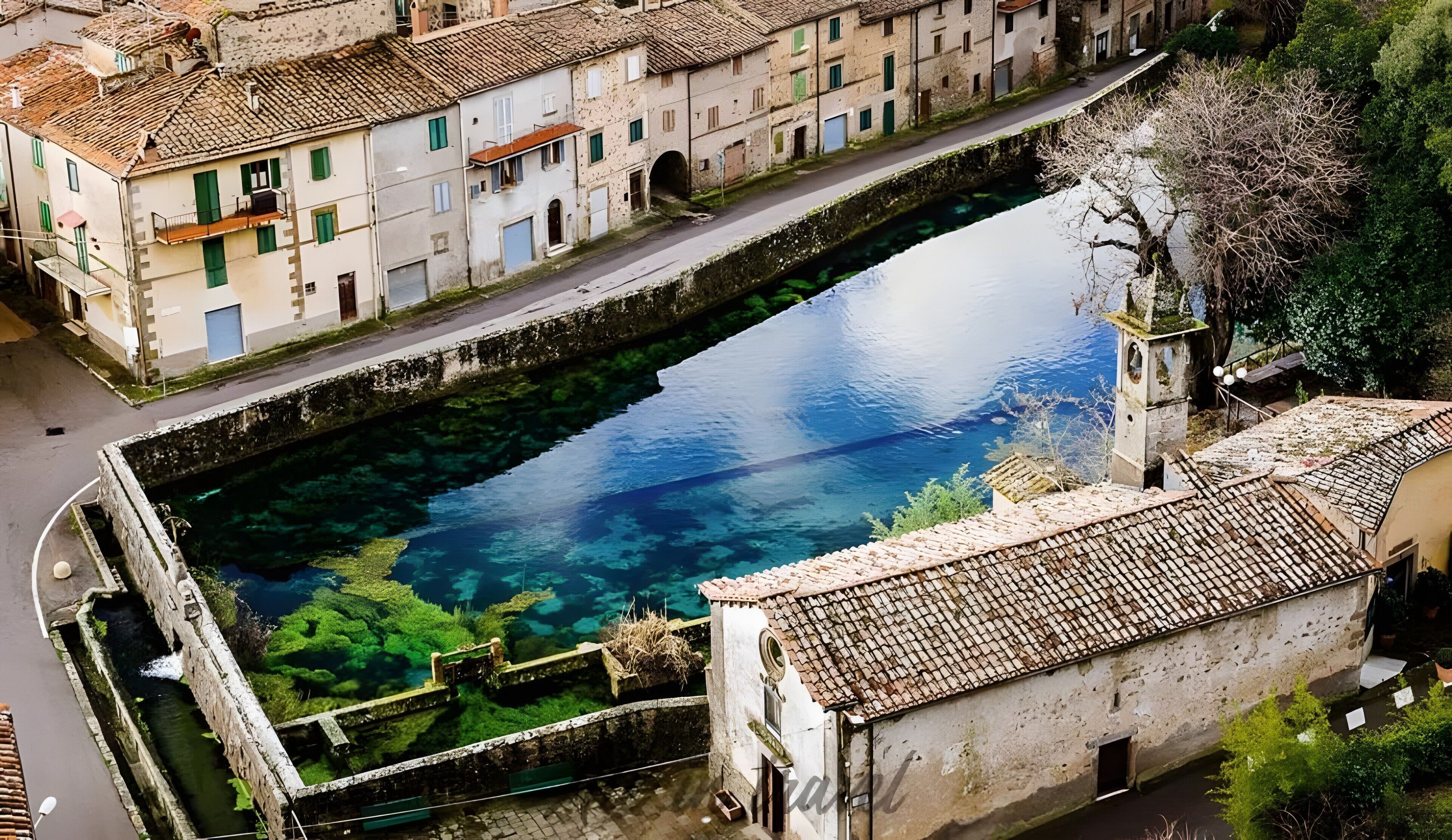 Un canal aux eaux claires, bordé de bâtiments historiques à l’architecture traditionnelle.