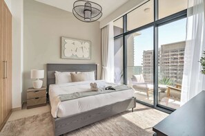 Iron/ironing board, WiFi, bed sheets - Free housekeeping visits during your stay - StayShort - Chic Modern 1BR that Sleeps 4 at Riviera Beachfront (Meydan)