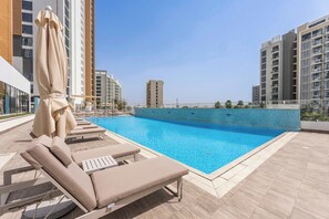 Pool - Free housekeeping visits during your stay - StayShort - Chic Modern 1BR that Sleeps 4 at Riviera Beachfront (Meydan)