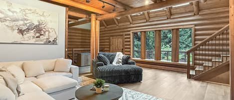 Smart TV, fireplace, video games, DVD player
