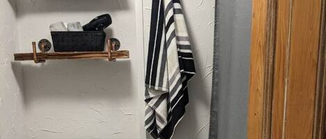Hair dryer, towels