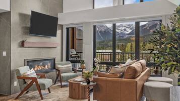 TV, fireplace, offices