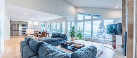 TV, fireplace, offices