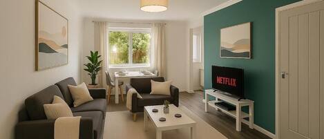 House, Non Smoking, Kitchen | Living area | Flat-screen TV