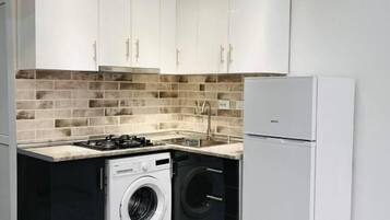 Family Apartment, 1 King Bed with Sofa bed, Balcony, City View | Private kitchen