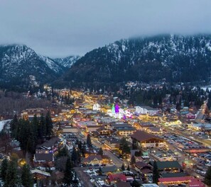 Aerial view - Christmas lights In Leavenworth's Bavarian Village. 2 BR suite sleeps 6. (Leavenworth)