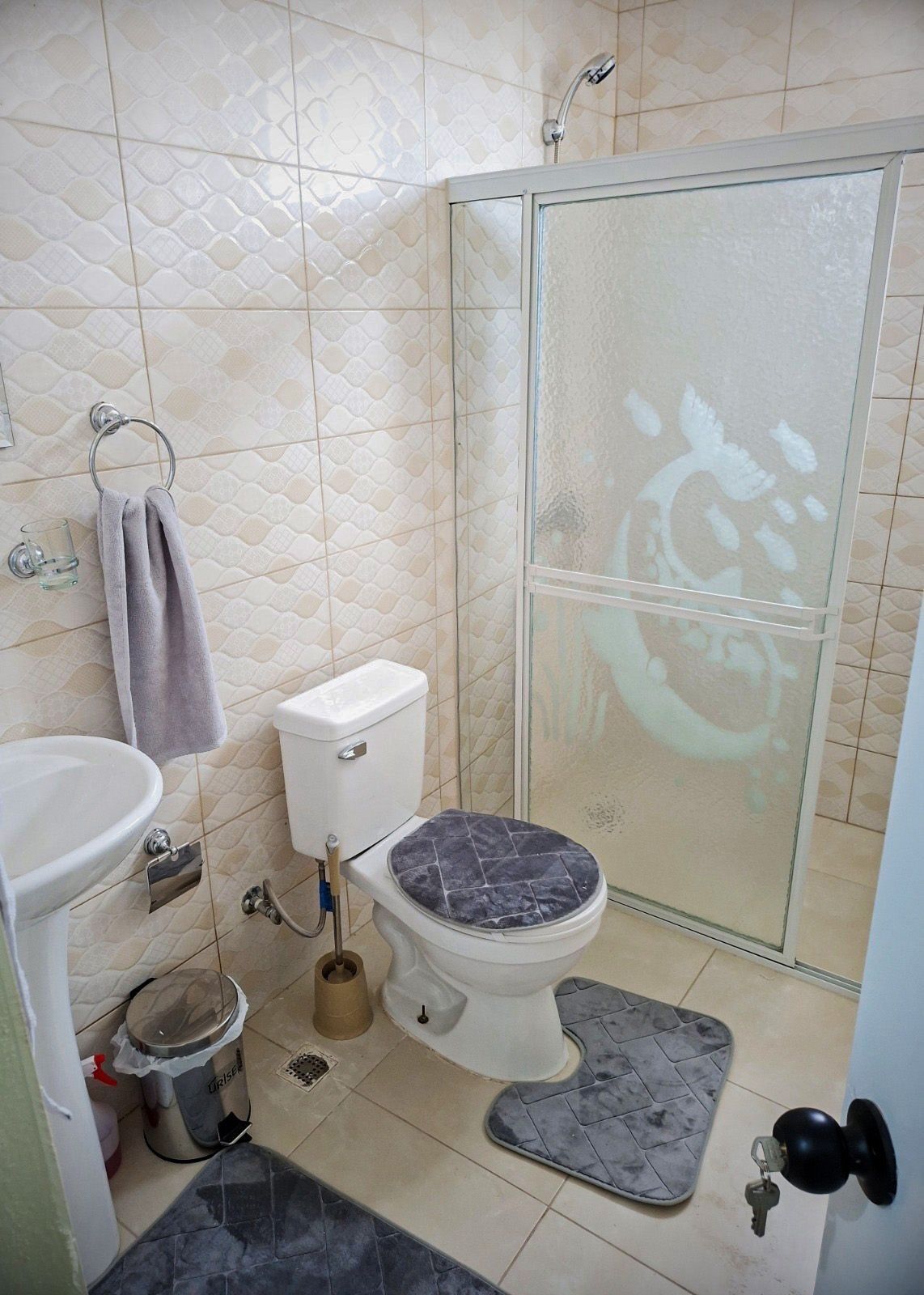 Serviettes fournies, savon, papier de toilette