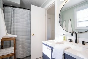 Hair dryer, towels - Updated Grand Haven Cottage | Private Patio | Walk to Beach | Sleeps 5 (Grand Haven)