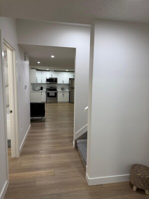 Fridge, microwave, oven, stovetop - Modern family friendly 2 bedroom suite with private keyless entry  (Edmonton)