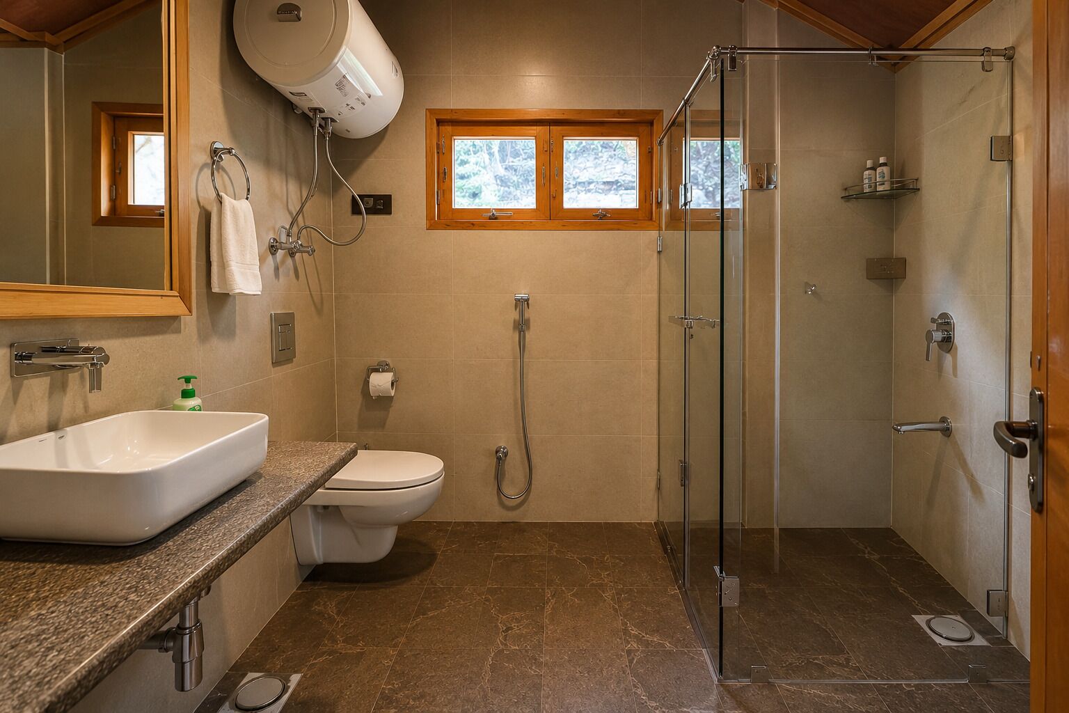 Premium Room, Mountain View | Bathroom | Shower, hair dryer, slippers, towels