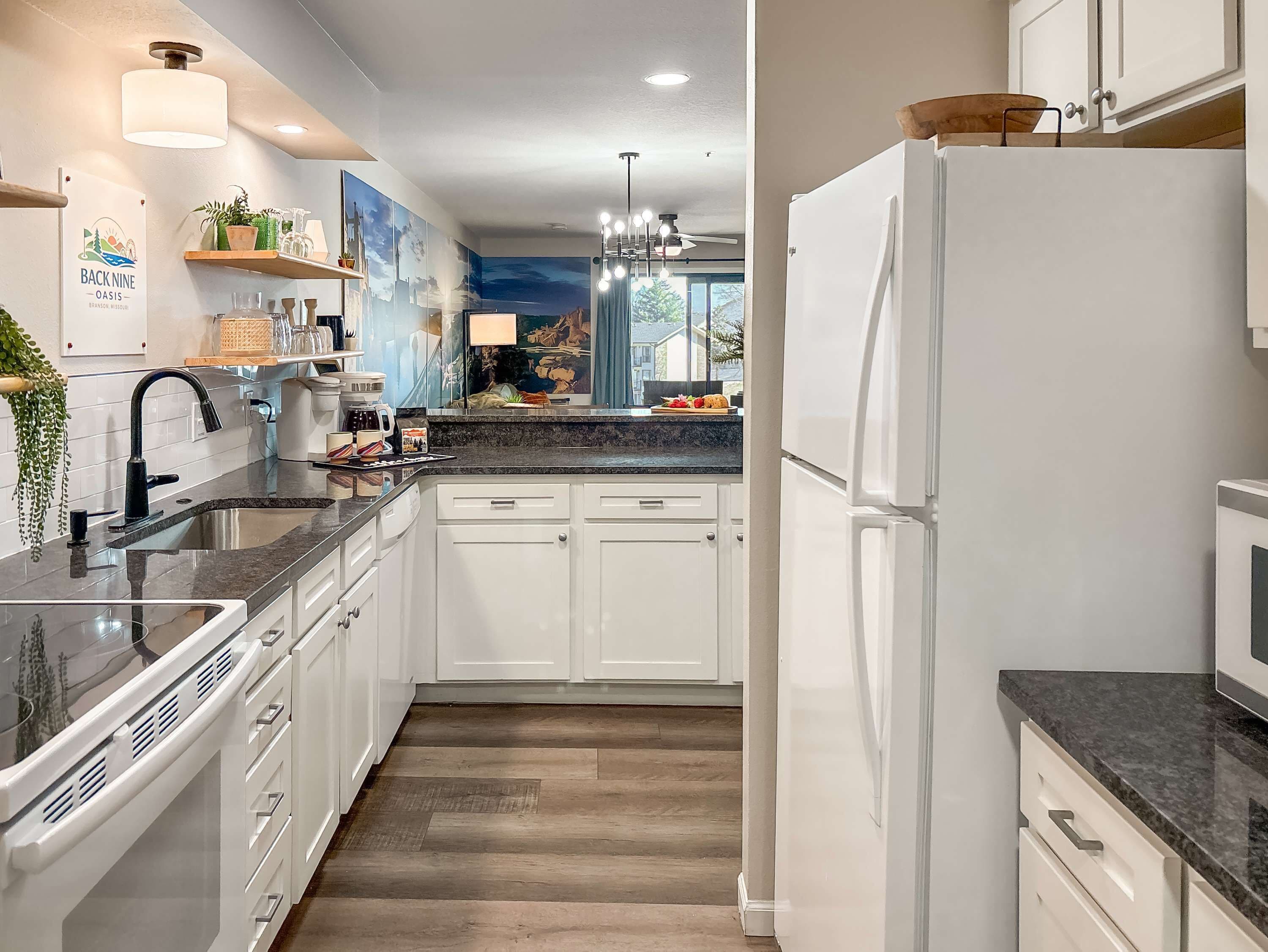 Fridge, microwave, stovetop, dishwasher