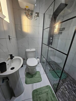 Dusche, Haartrockner, Handtücher