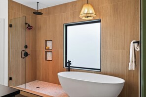 Shower, hair dryer, towels - Wellness Home + Recording Studio + Pool + Sauna | Hill Country | Bonham Retreat (Dripping Springs)