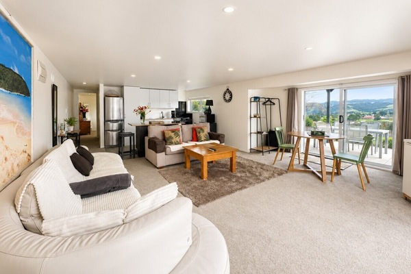 Open-plan living with scenic views and indoor outdoor flow