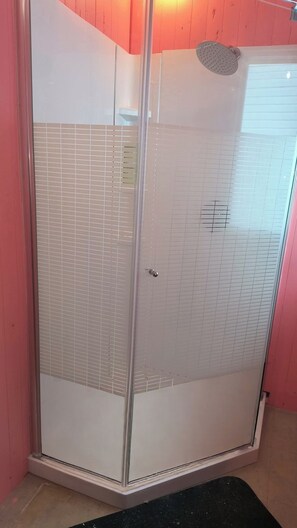 Regadera, toallas, jabón, papel de baño 
