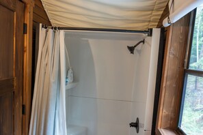 Bathroom - Lux Glamping Wagon - with A/C, WIFI, Full Bath (Sevierville)