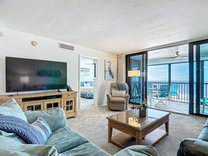 Appart'hôtel Luxe, vue plage | Coin séjour