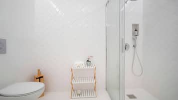 Secadora de cabello, toallas, shampoo, papel de baño