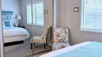 Iron/ironing board, travel crib, free WiFi, bed sheets