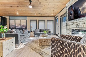 TV, fireplace, video games, table football - *Spacious 6BD w/ POOL! Hot Tub + Resort Amenities* (Sevierville)