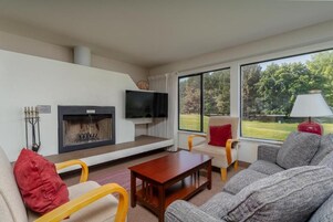 Apartamento, 2 habitaciones, patio | Zona de estar | Televisión de pantalla plana de 50 pulgadas con canales por cable