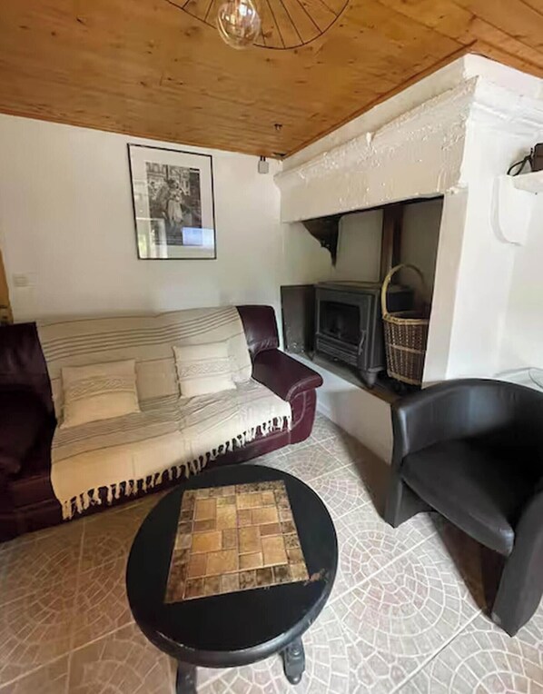 Living area - French Chalet: Jacuzzi, Terrace, Barbecue (Plouasne)