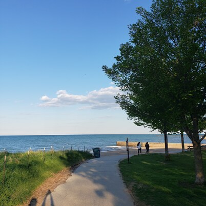 Chicago Lakefront Vacation Rental · Fire Pit Patio · Loyola Beach