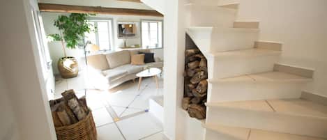 TV, fireplace