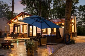 Terrace/patio - Riverfront Stay | Hot Tub, Secret Space, Pets OK! (Fishers)