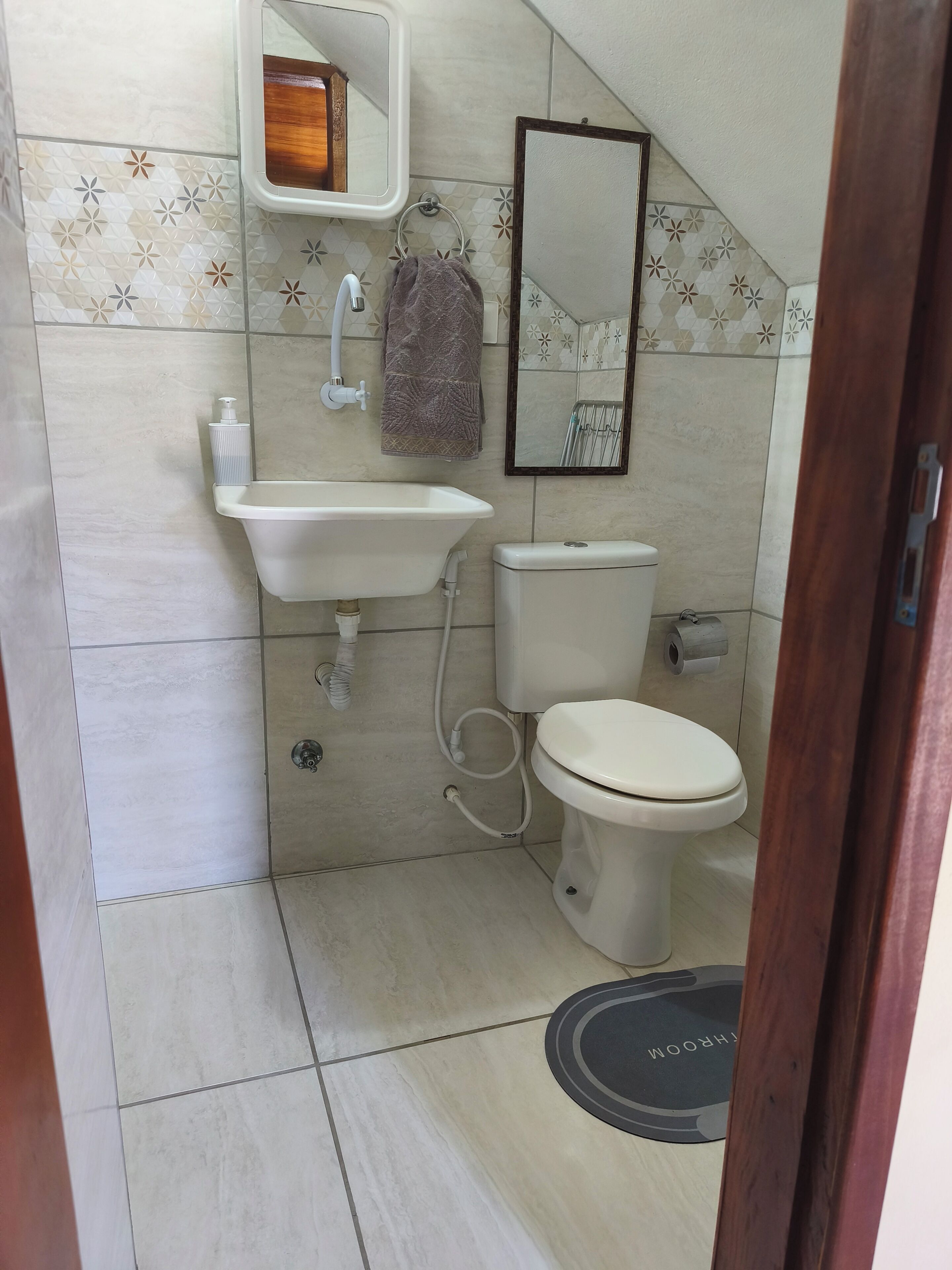 Shower, bidet, towels, soap