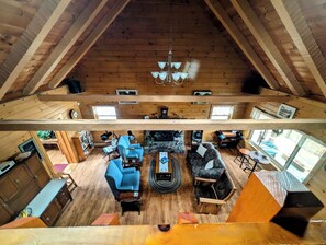 TV, fireplace, stereo, offices - Wildlife Waterfront Log Cabin, 10 steps to beach (Lamoine)