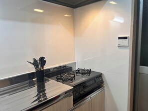 Kühlschrank, Mikrowelle, Herdplatte, Toaster