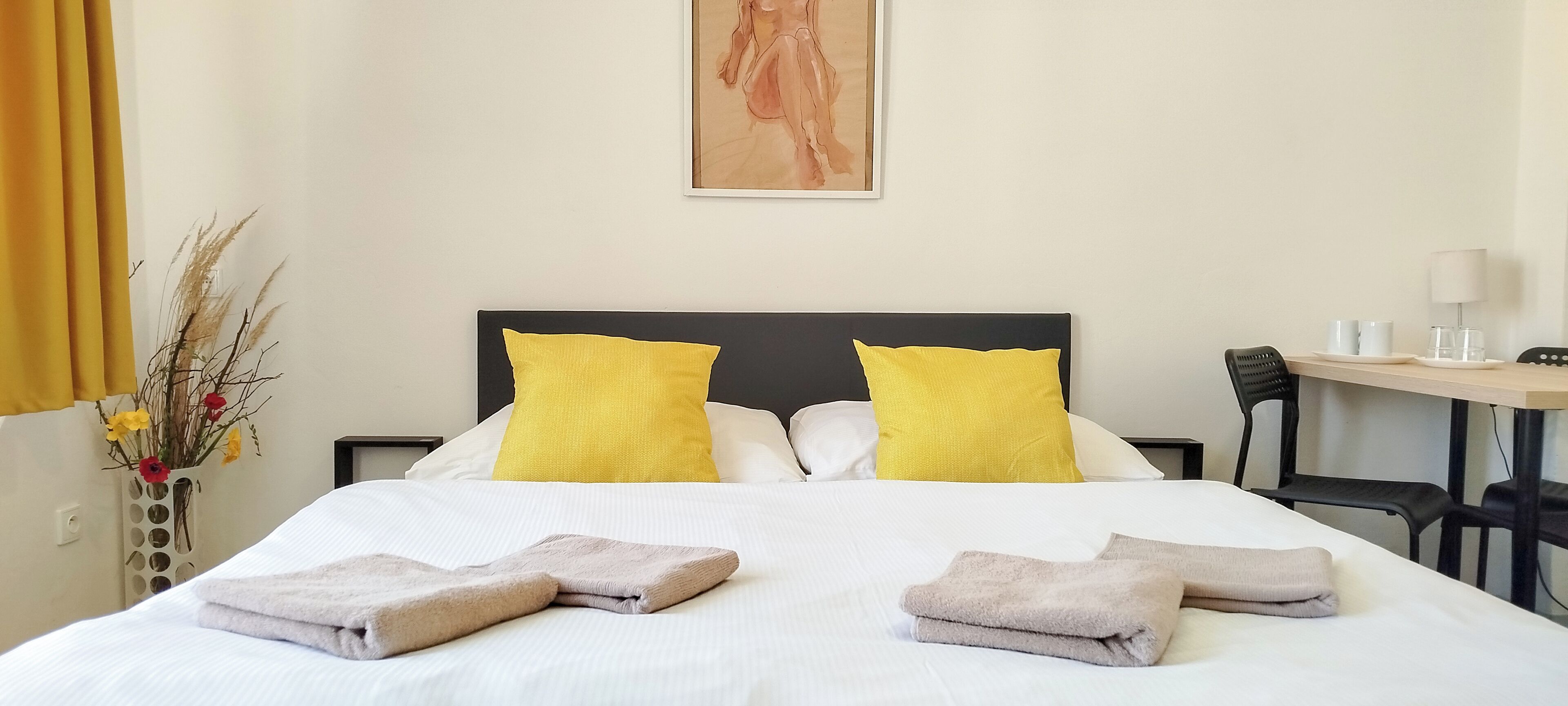 Standard Double or Twin Room, Patio, City View | Desk, laptop workspace, blackout curtains, iron/ironing board