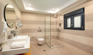 Apartment, Courtyard View | Bathroom | Shower, hair dryer, towels, soap - Southside Beach Suites (Tris Ekklisies)