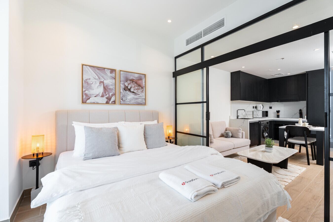 Appartamento Deluxe, 2 camere da letto, cucina, vista spiaggia | Biancheria in cotone egiziano, biancheria da letto di alta qualità