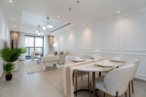 Elite Apartment, 2 Bedrooms, Beach View | Dining room - Gala Guests - Princess Tower Suites (Dubai Marina)